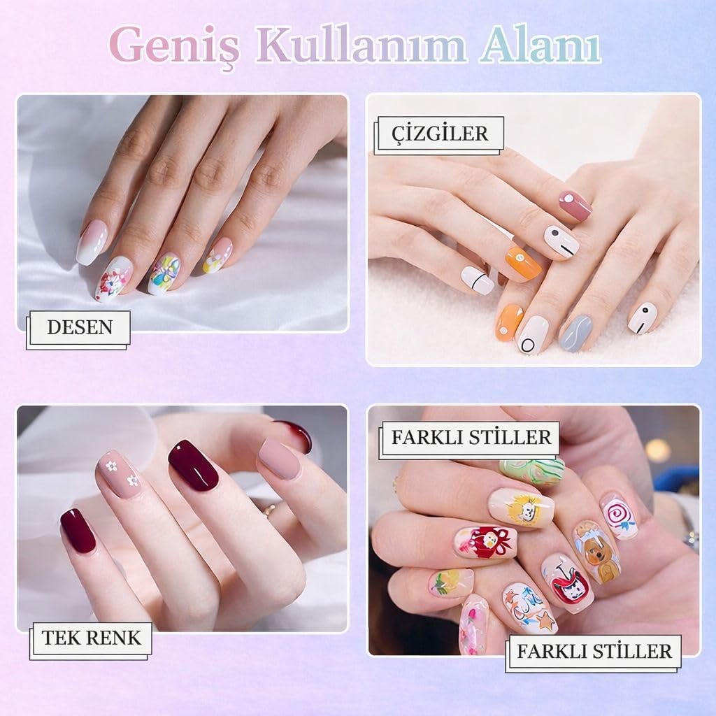 Sihirli Nail Art Tasarım Kalemi - 0.5mm Hassas Uçlu Canlı Akrilik Boya Seti