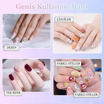 Sihirli Nail Art Tasarım Kalemi - 0.5mm Hassas Uçlu Canlı Akrilik Boya Seti