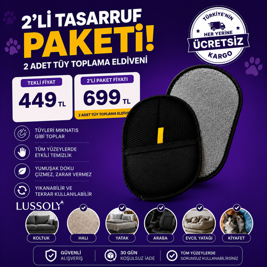 Lussoly Evcil Hayvan Tüy Toplama Eldiveni